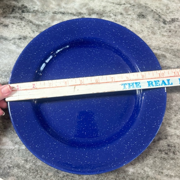 Two blue speckled enamelware 10” plates - Picture 6 of 6